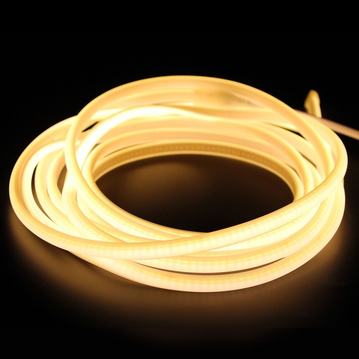 5 m. vandtæt Neon COB strip - 230V, IP67, 288 LED, 11,5W/m, kan klippes for hver 10cm - Kulør : Varm