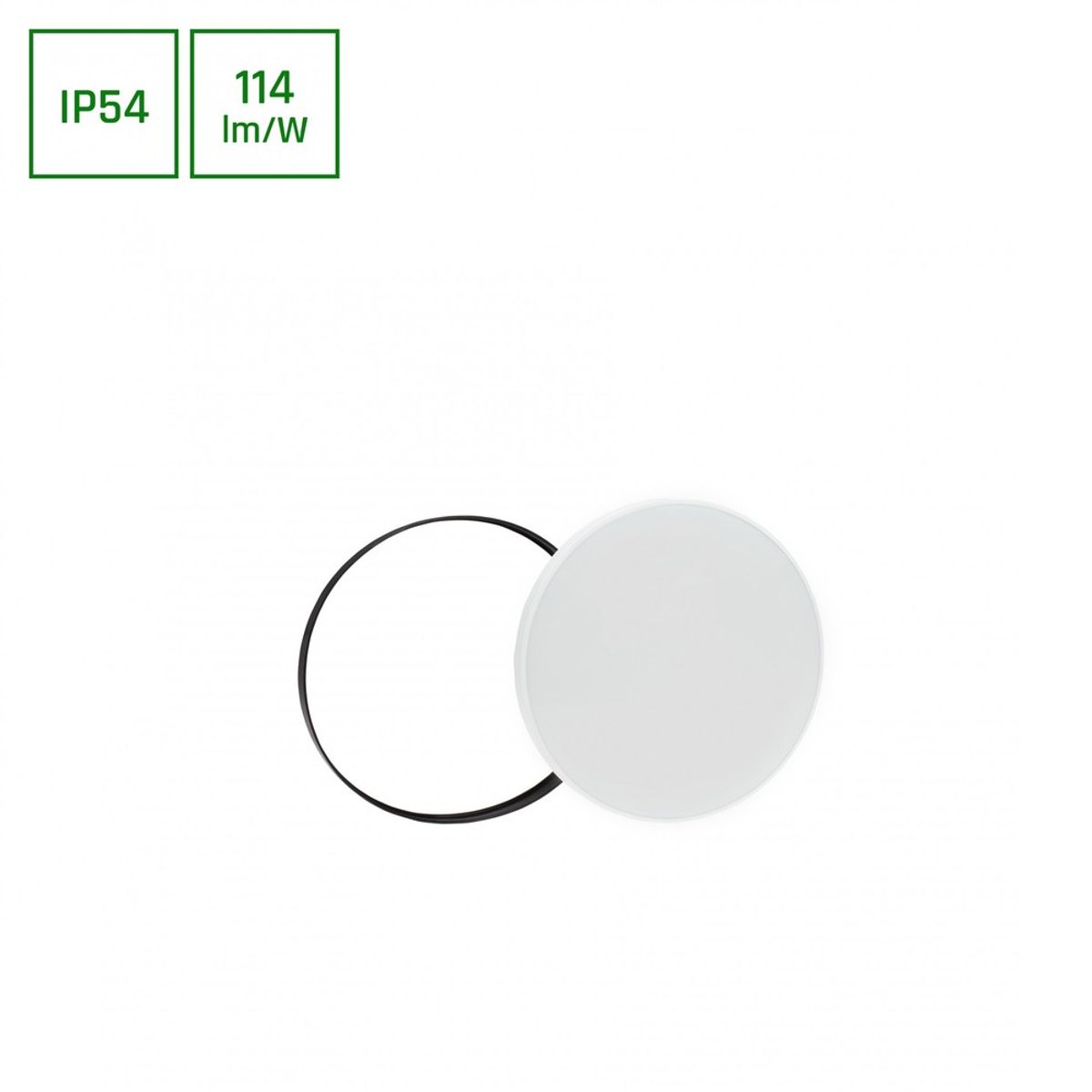 NYMPHEA - Kold Hvid 230V 115° IP54 IK04 Ø250x52 Hvid / Sort Rundt med Anhænger - Dæmpbar : Ikke dæmpbar, Kulør : Kold