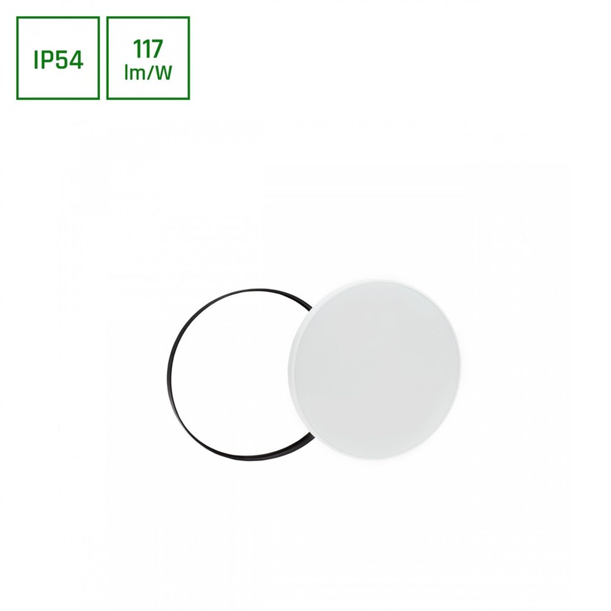 NYMPHEA - Varm Hvid 230V 115° IP54 IK04 Ø320x52 Hvid / Sort Rundt med Pendel - Dæmpbar : Ikke dæmpbar, Kulør : Varm