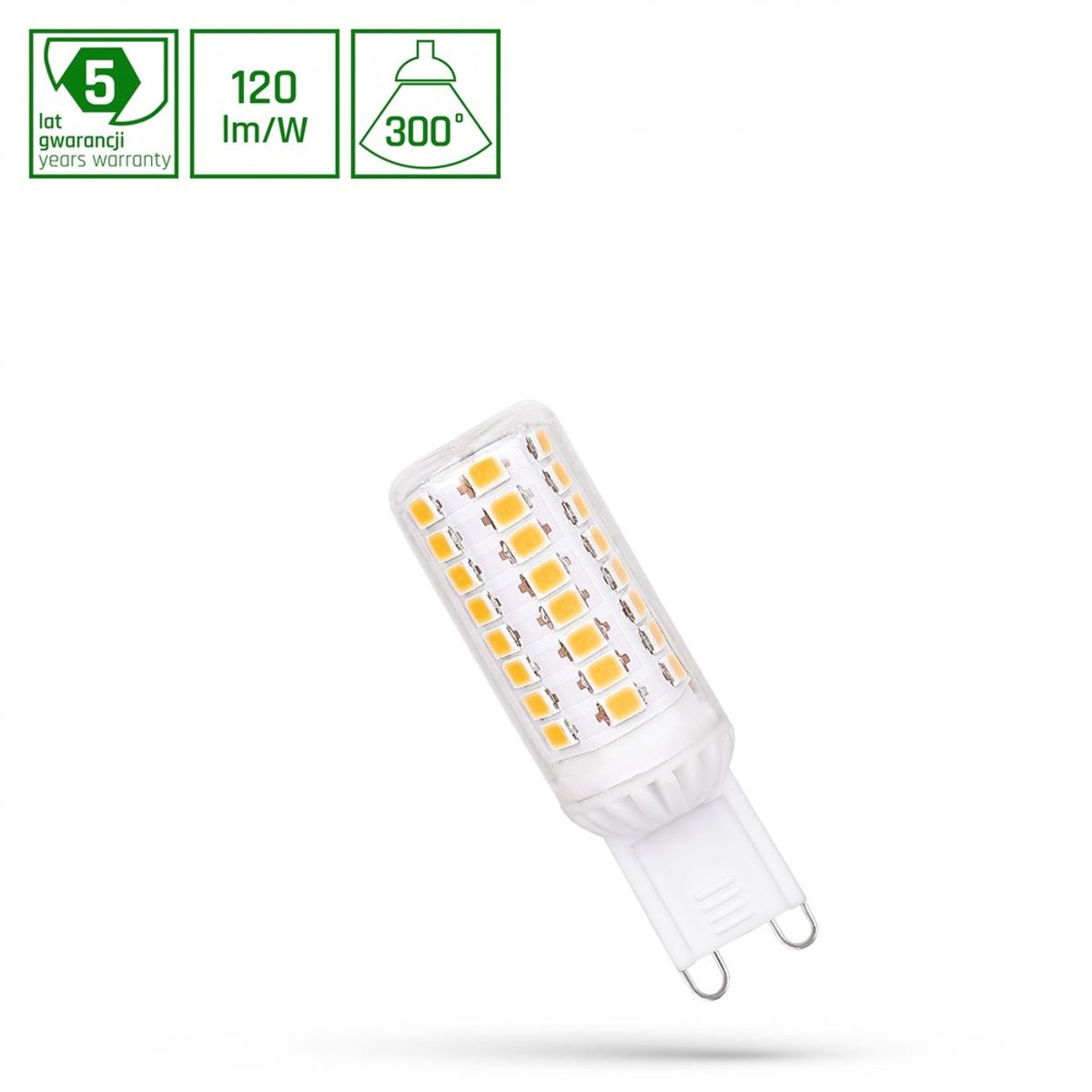 LED 4.2W G9 230V - Varm Hvid, Premium, Spectrum - Dæmpbar : Ikke dæmpbar, Kulør : Varm