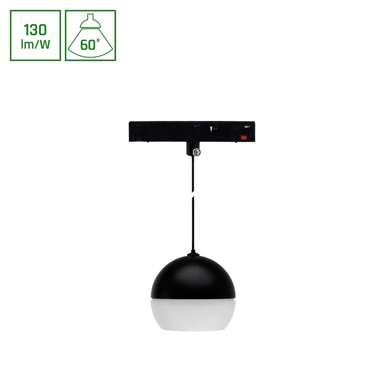 System Skift Basic - Globe P Ring Kugle Lamp Suspenderet 90mm, 10W, 3000K, Sort - Dæmpbar : Ikke dæmpbar, Kulør : Varm