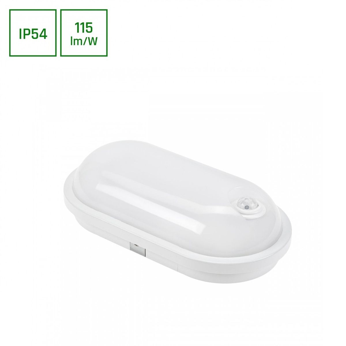 Technic Lampe LED 20W IP54 230V - Oval, Neutral hvid, PIR. - Kulør : Neutral