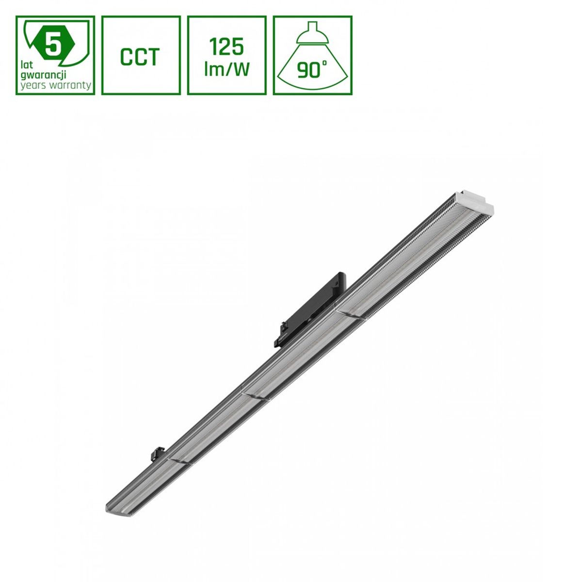 Optibar CCT - 12-42W, CCT, 230V, 90°, IP20, Ra90, 1200x60x90mm, sort, Spectrum. - Kulør : CCT (Varm til Kold Hvid)