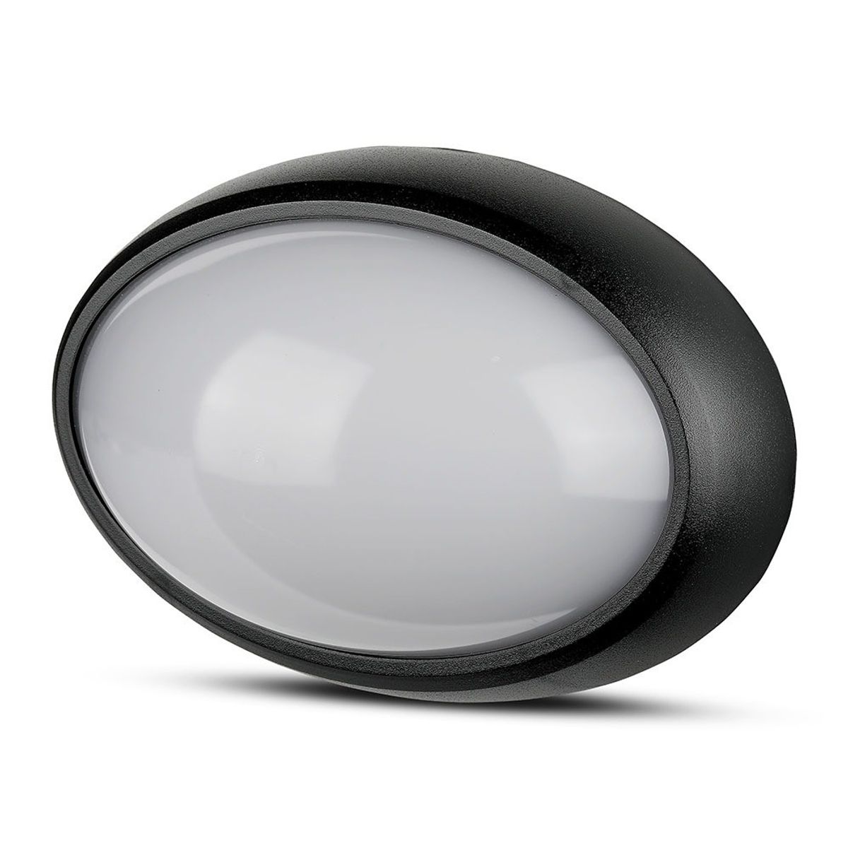 12W Oval Dome Lys - IP54, 6400K, Sort Hus - Kulør : Kold