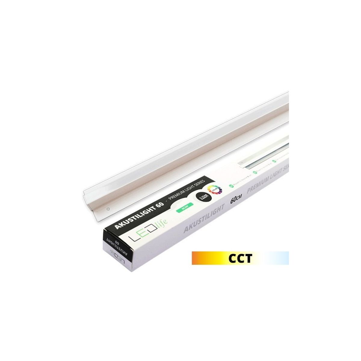 LED Troldtekt Skinne 90 cm, CCT - 27W, Akustilight, Planforsænket, 24V