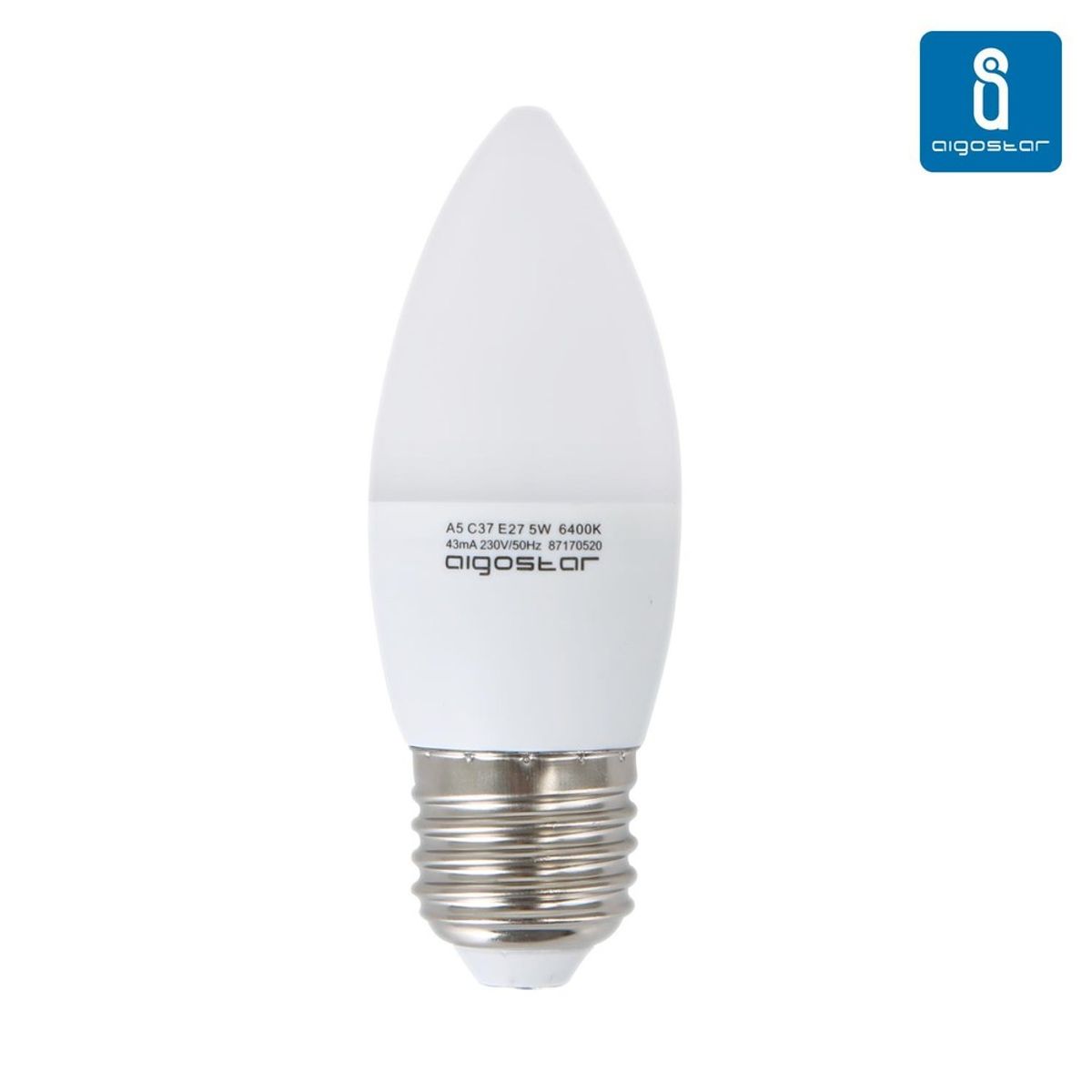 Outlet: Aigostar E27 - 5W LED pære, A5/C37, 400 Lumen