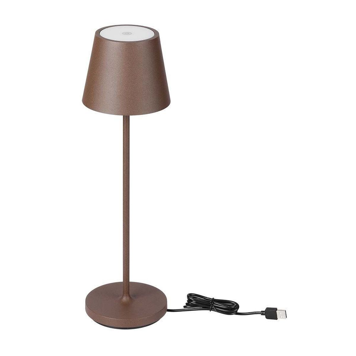 V-Tac opladelig bordlampe, trådløs - Corten, IP54 udendørs bordlampe, touch dæmpbar, model mini