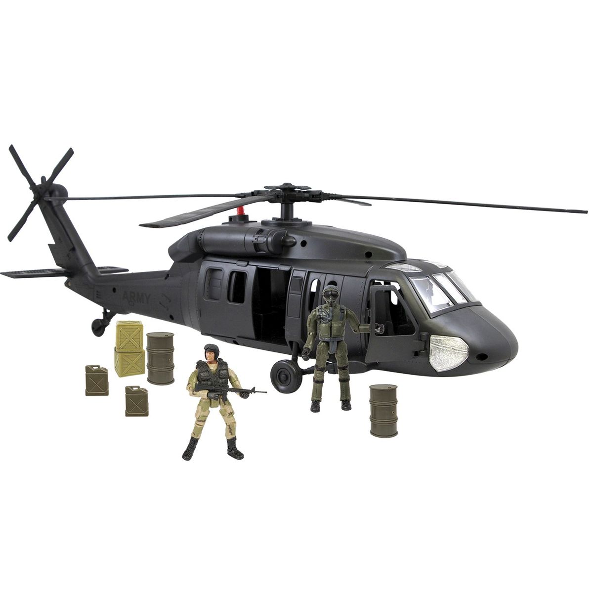 World Peacekeepers 1:18 Black Hawk Militær Helikopter m/2 actionfigurer