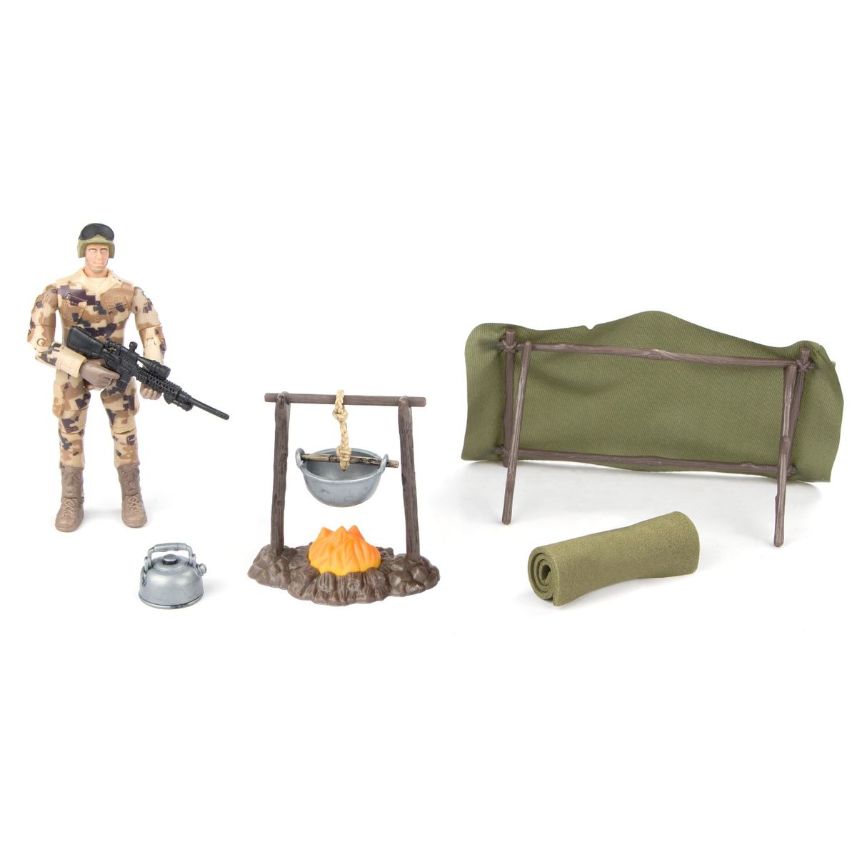 World Peacekeepers 1:18 Militær Actionfigur + Camp