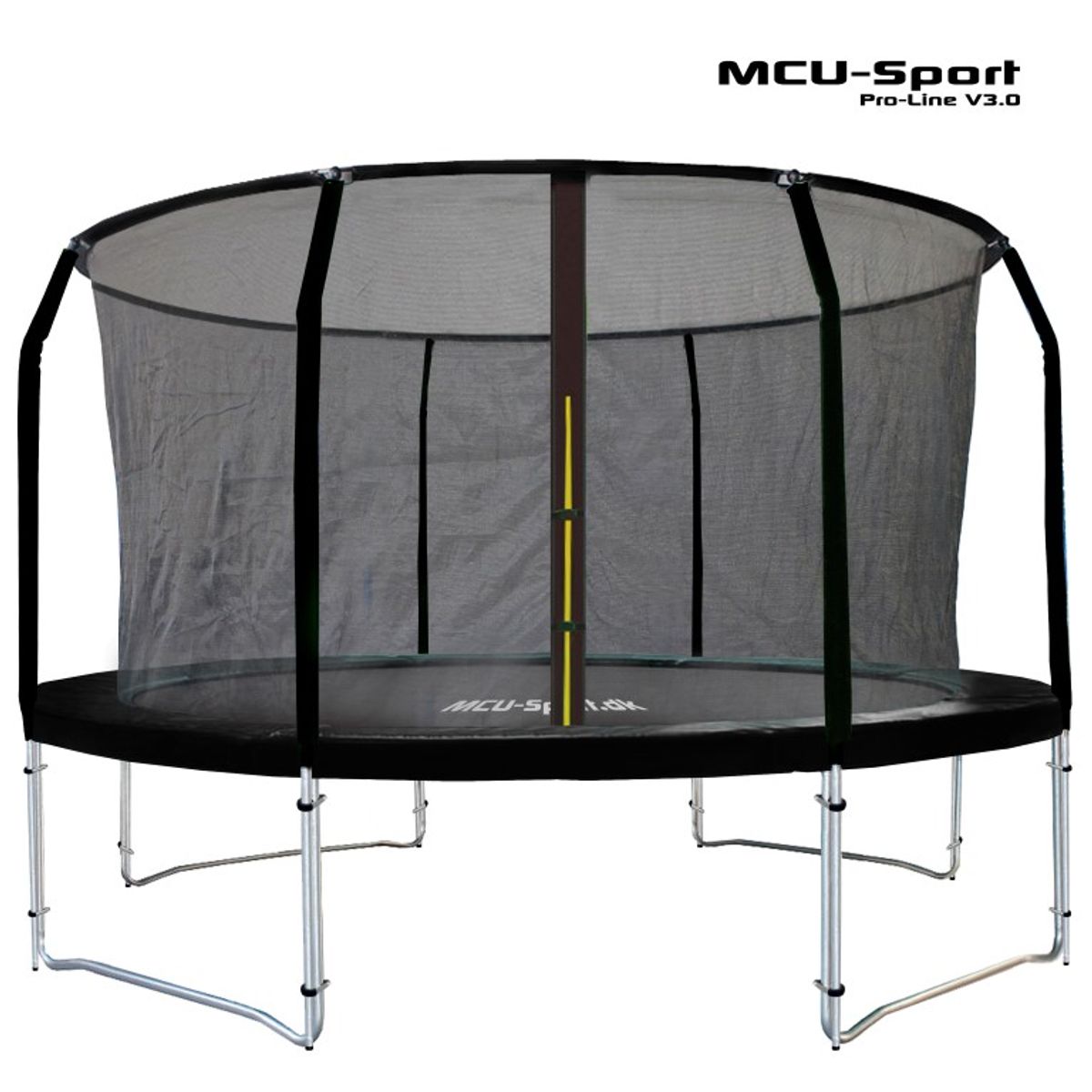 MCU-Sport Pro-line 3,7m Sort Trampolin V3.0 + Pro sikkerhedsnet