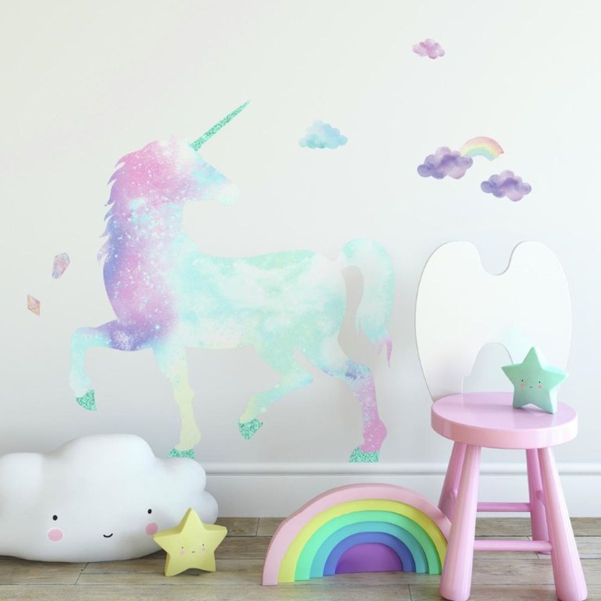 UNICORN GALAXY Gigant Wallsticker med glitter