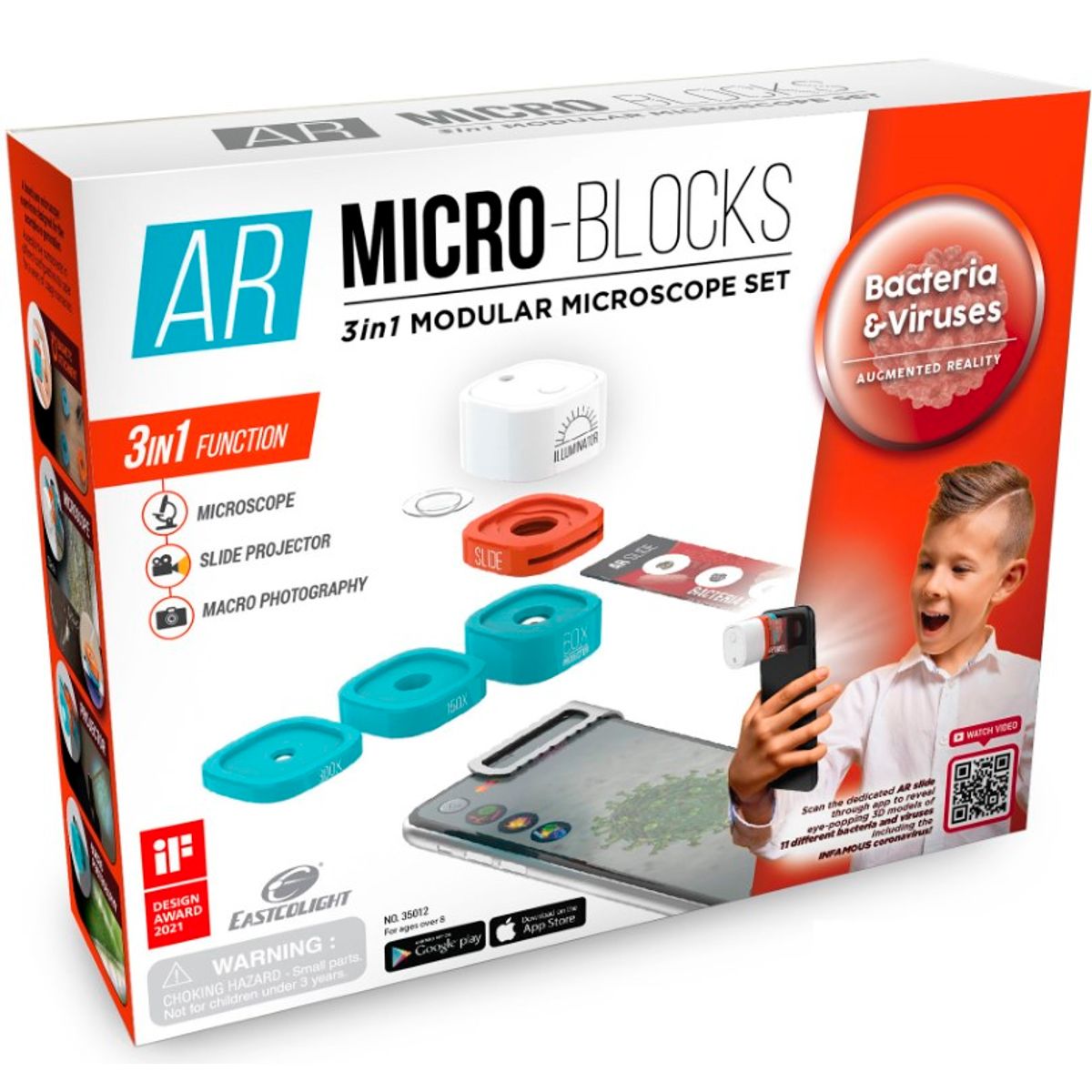 AR Micro-Blocks 3i1 modulært mikroskop sæt til mobilen - bakterier og vira