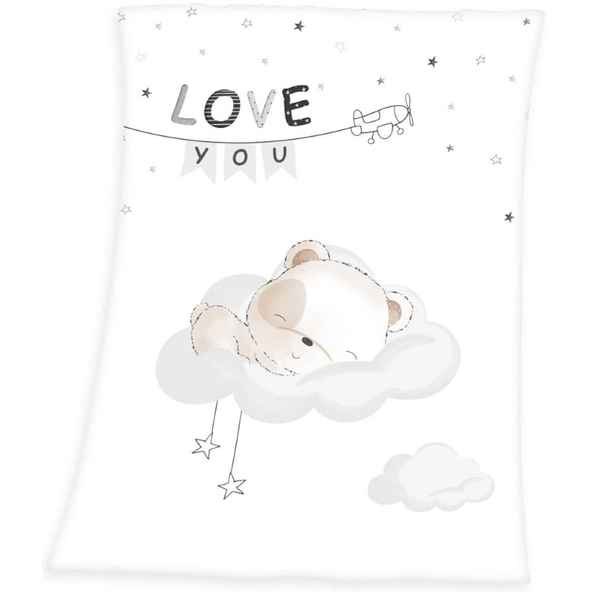 Babybest Sleeping little bear Fleece tæppe - 75 x 100 cm