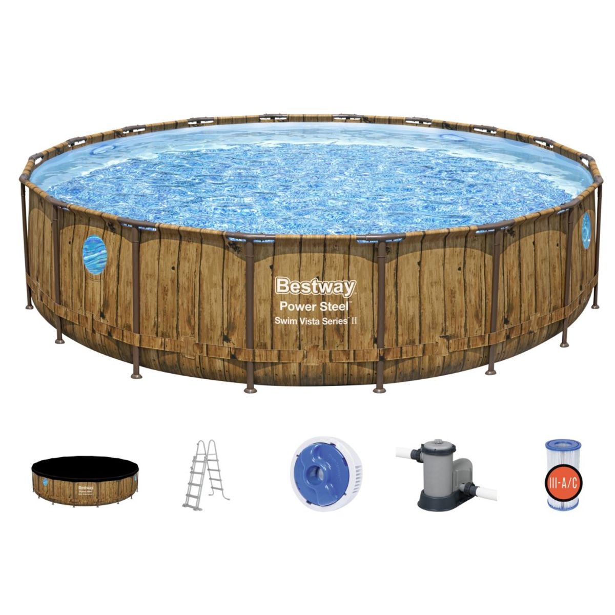 Bestway Power Steel Swim Vista II 549 x 122 cm m/pumpe, stige - Ny Model