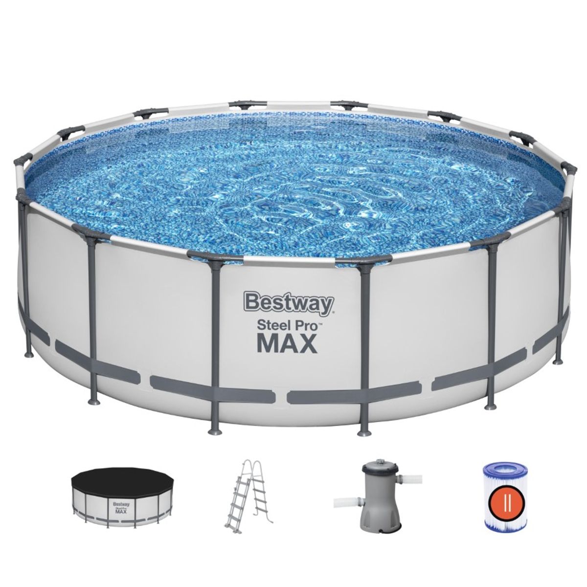 Bestway Steel Pro MAX Frame Pool 427 x 122 cm m/pumpe, stige m.v.