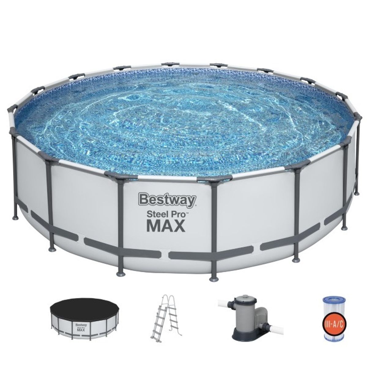 Bestway Steel Pro MAX Frame Pool 488 x 122 cm m/pumpe, stige m.v.