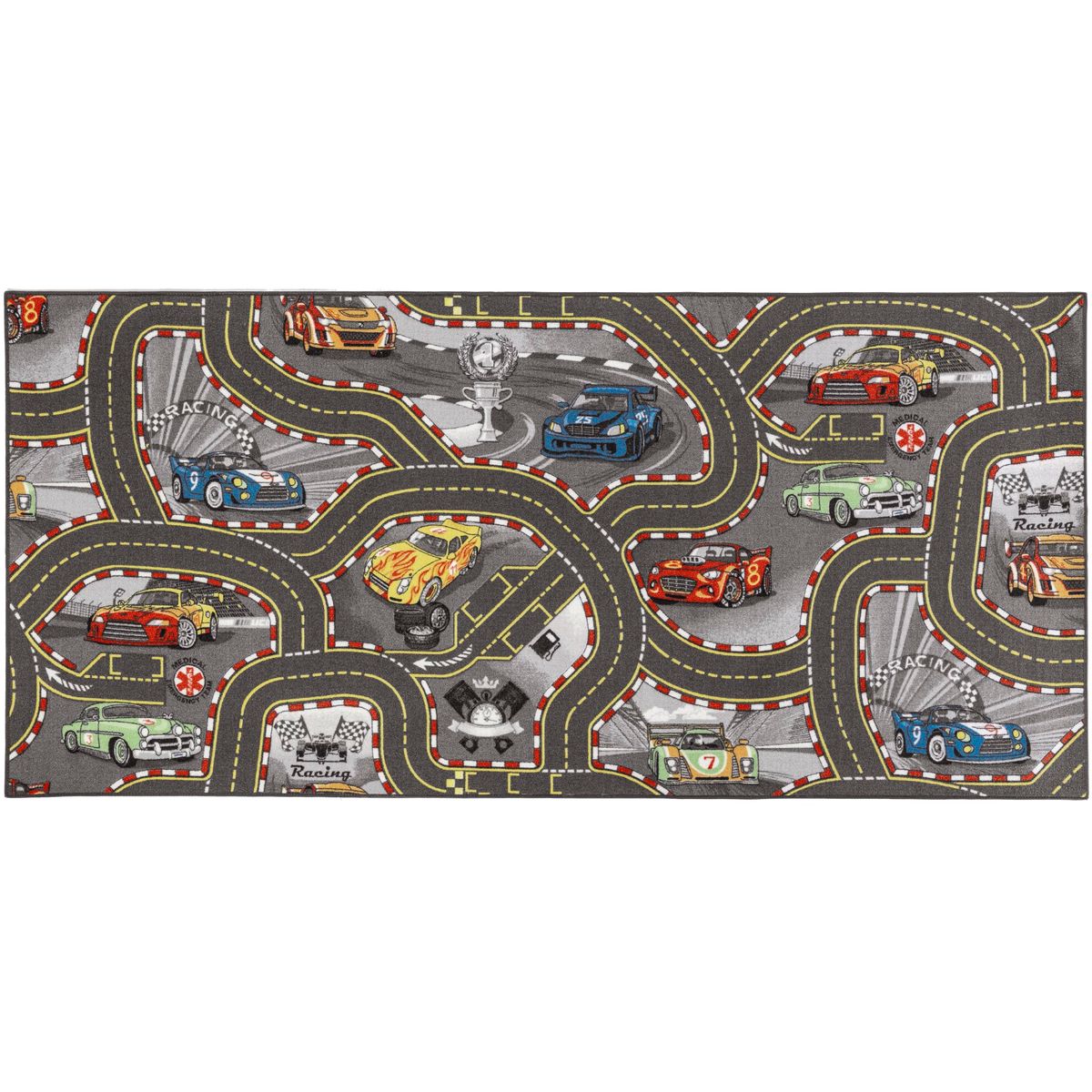 Bil Legetæppe ''Racers'' 95 x 200 cm, Antracit