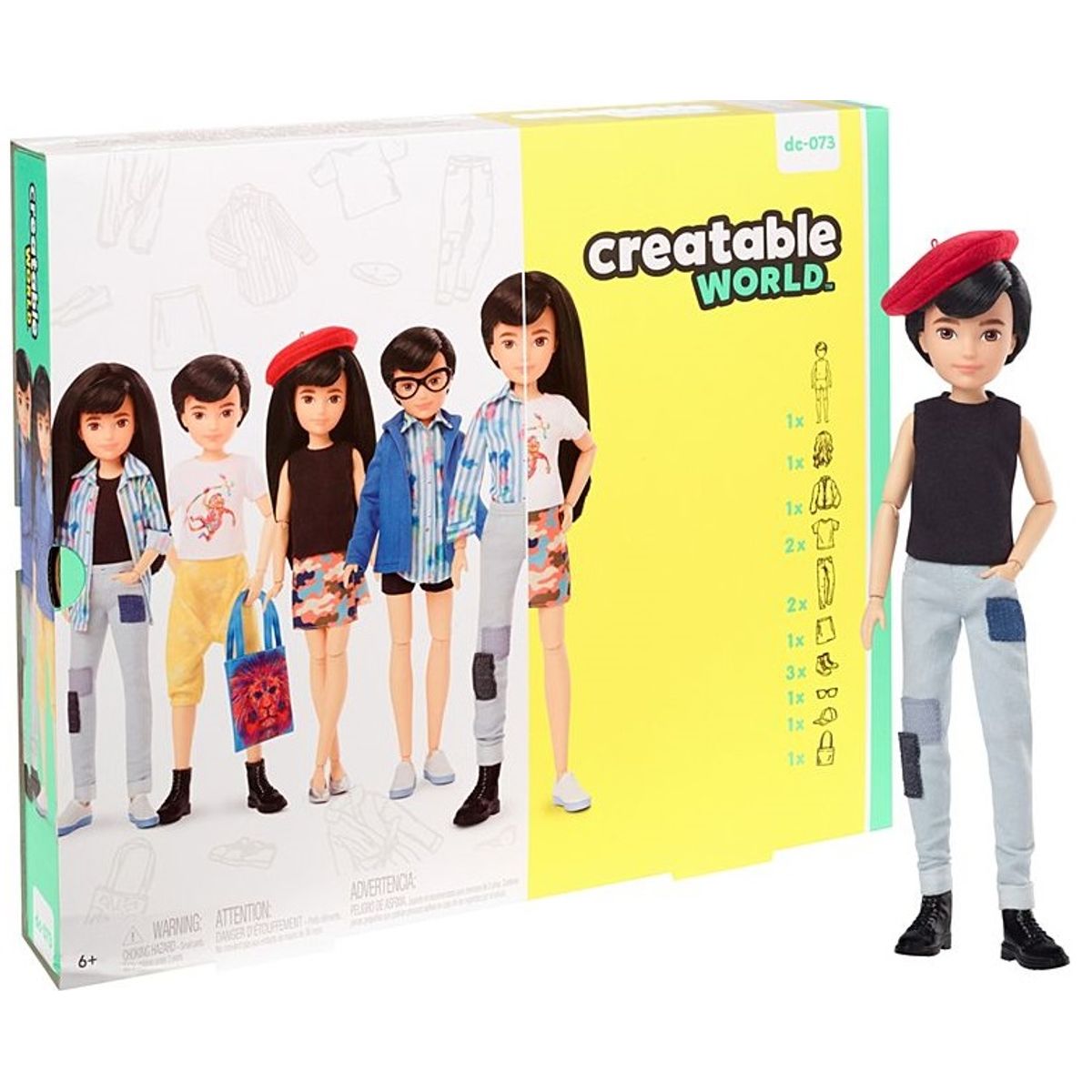 Creatable World Deluxe Dukke med sort glat hår