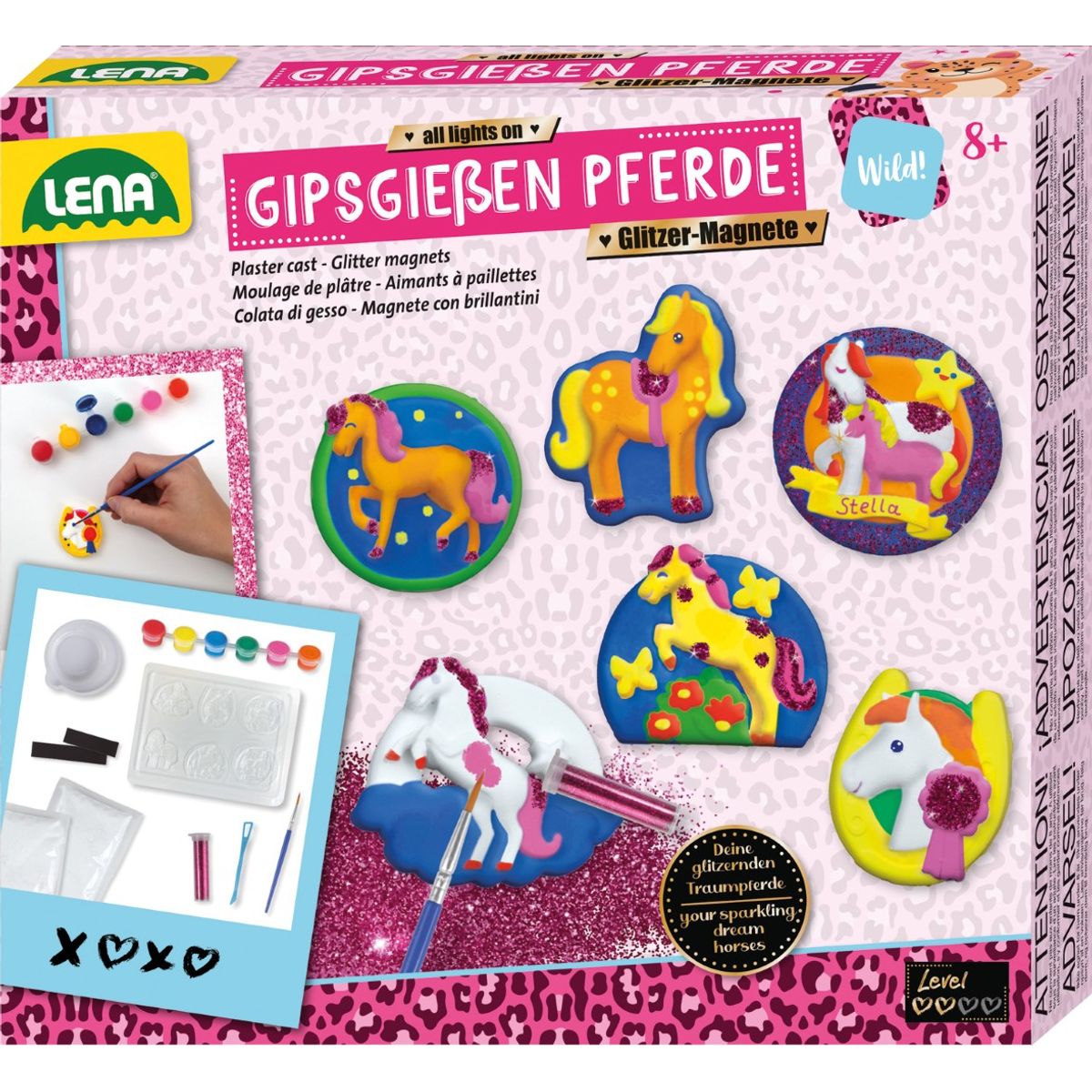 LENA Gipsstøbte heste glittermagneter (fra 8 år)