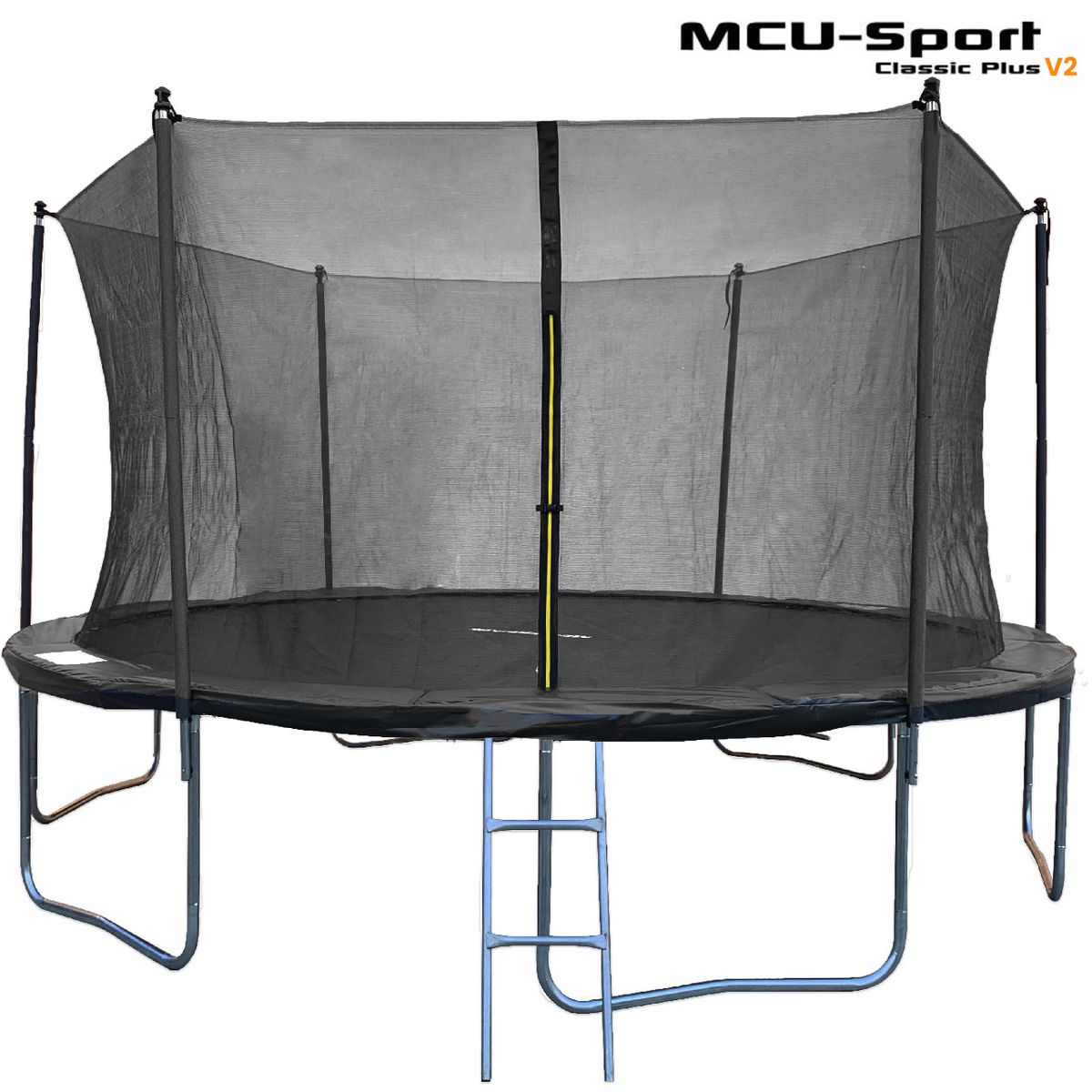 MCU-Sport Classic Plus V2 4.3M Trampolin, sort + Sikkerhedsnet + Stige