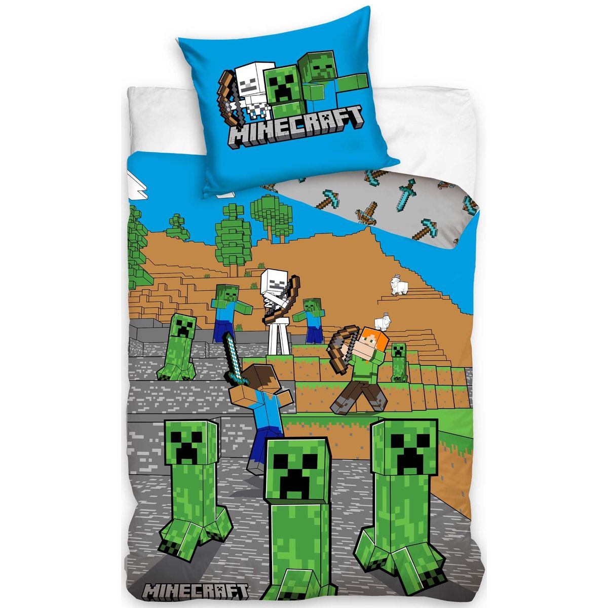 Minecraft Creeper Enderman Gamer Sengetøj - 100 procent bomuld