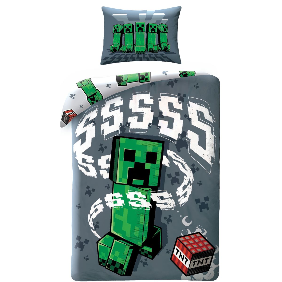 Minecraft Creeper Sengetøj 140 x 200 cm - 100 procent bomuld