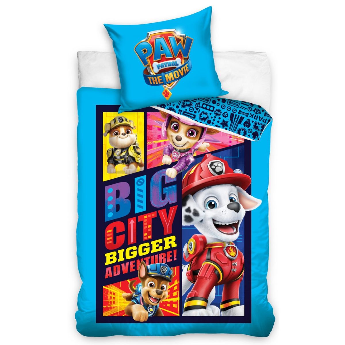 Paw Patrol The Movie ''Big City'' Sengetøj 140 x 200 cm, 100 procent bomuld