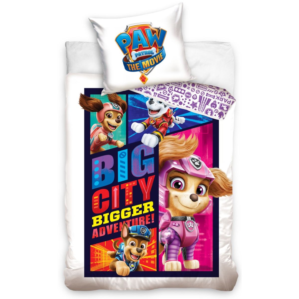 Paw Patrol The Movie ''Big City'' Sengetøj 140 x 200 cm, 100 procent bomuld