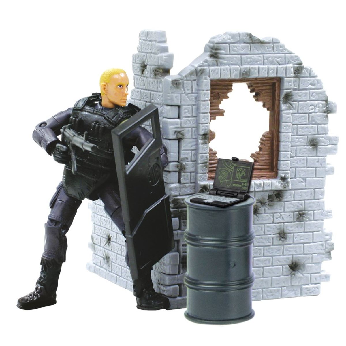 S.W.A.T. Politibetjent Action Figur med væg Type A 1:18