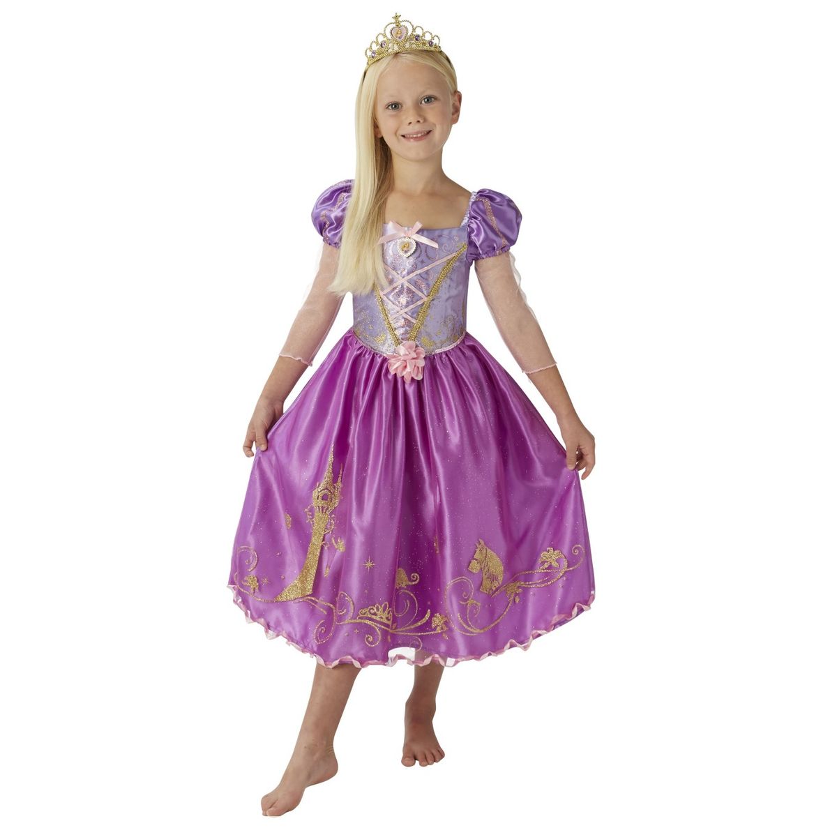 Disney Prinsesse Rapunzel Deluxe Kjole Udklædningstøj (3-9 år)(Str. 128/L)