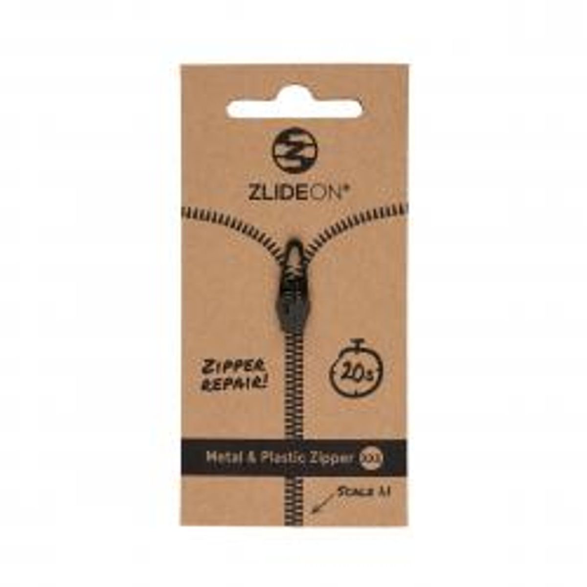 Zlideon Normal Plastic & Metal Zipper Xxs - Black - Str. XXS - Reservedele