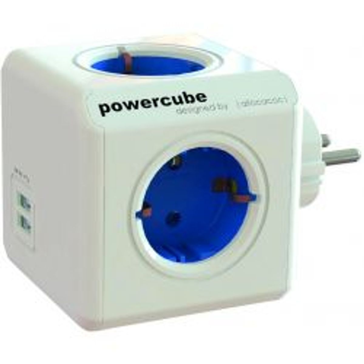 Allocacoc Powercube Original 4 Sockets, 2 Usb, Blue