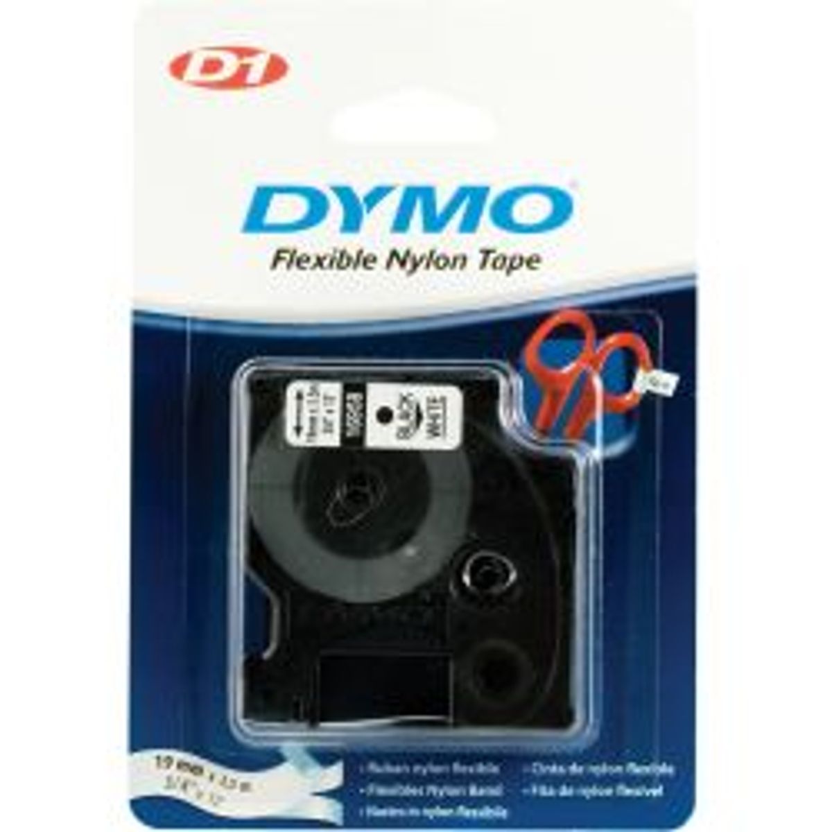 Dymo D1, Nylon Marking Tape, 19 Mm, Black Text White Tape, 3.5m