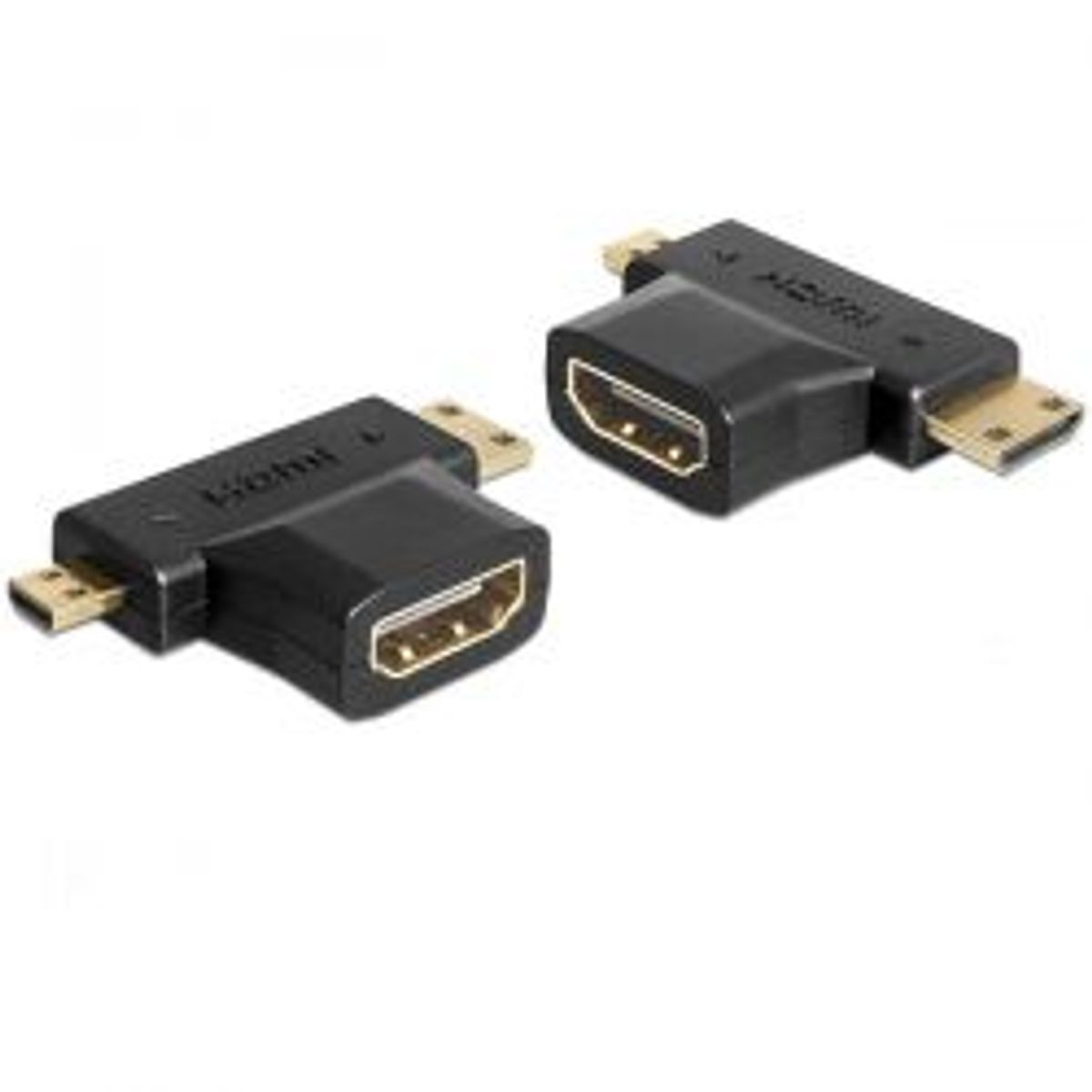 Delock Hdmi Adapter, 19-pin Female To Mini-hdmi/micro-hdmi, Black