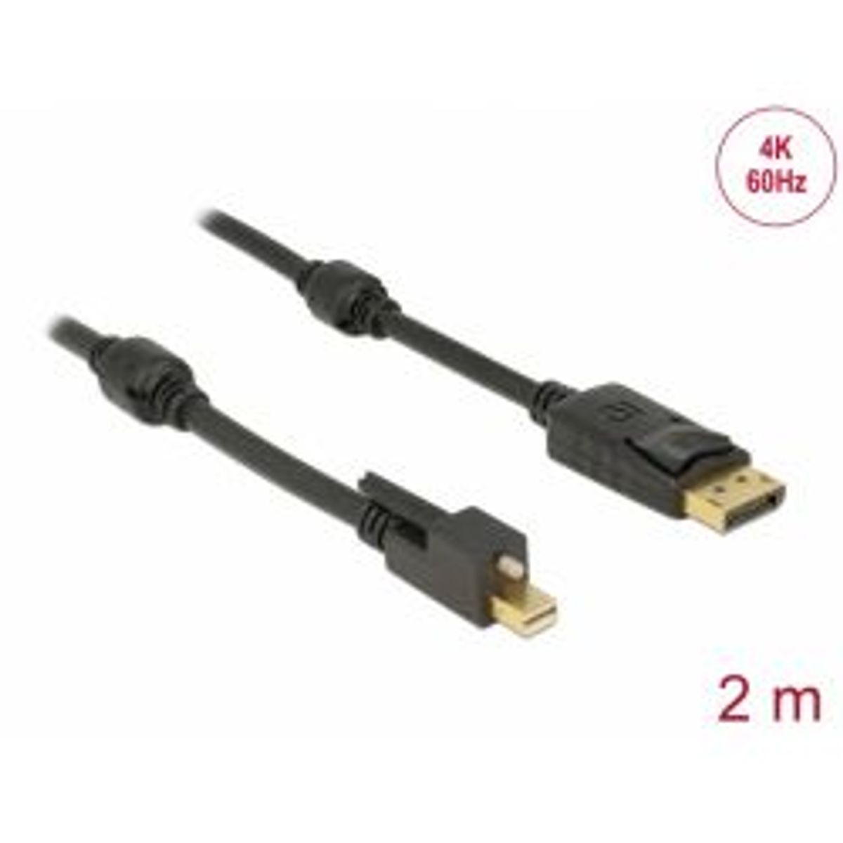 Delock Mini Dp 1.2 Male With Screw > Displayport Male 4k 60 Hz 2 M