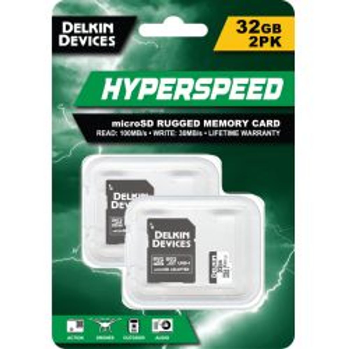 Delkin Trail Cam Hyperspeed microSDHC (V30) R100/W75 32GB (2PK) - Hukommelseskort