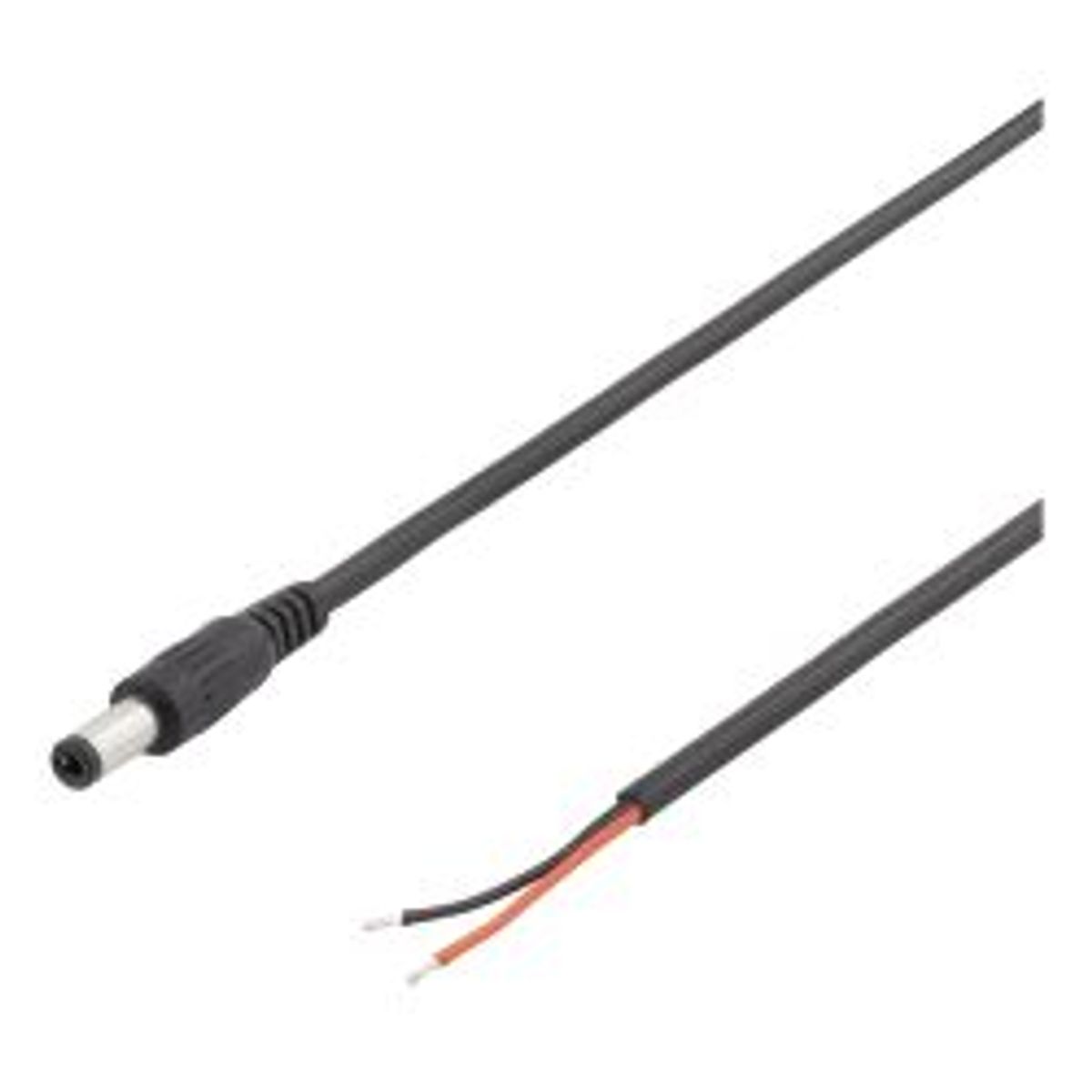 Deltaco 5.5x2.1mm Dc To Open Ended Wire, 2m, 20awg, Black