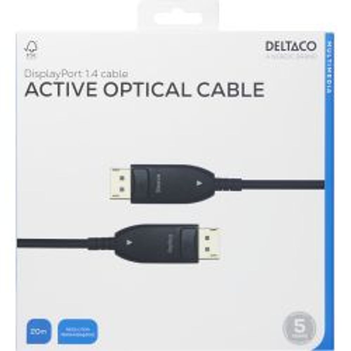 Deltaco Displayport 1.4 Cable, Aoc, 8k@30hz, 20m, Black