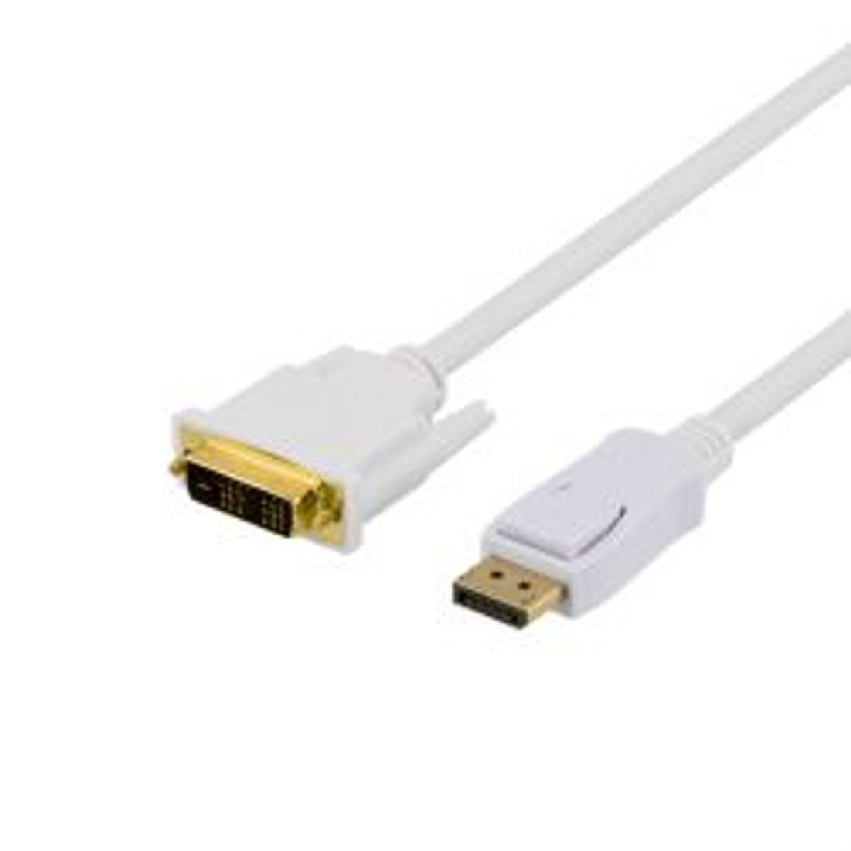 Deltaco Displayport To Dvi Cable, 20-pin Male - Male, 1m, White