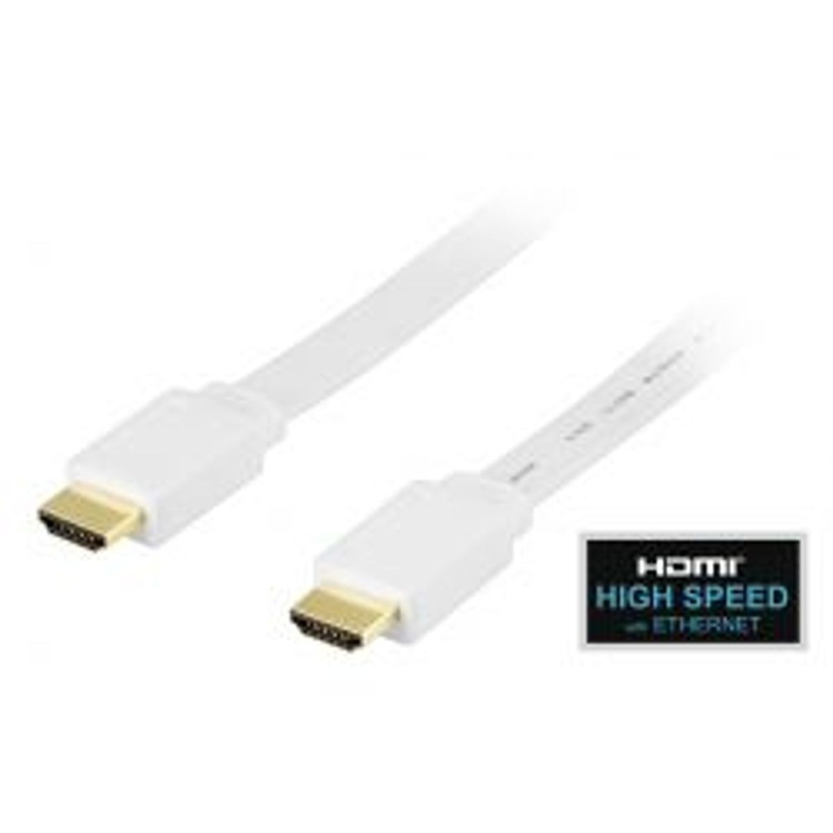 Deltaco Flat Hdmi Cable, Hdmi High Speed With Ethernet, 1.5m, White