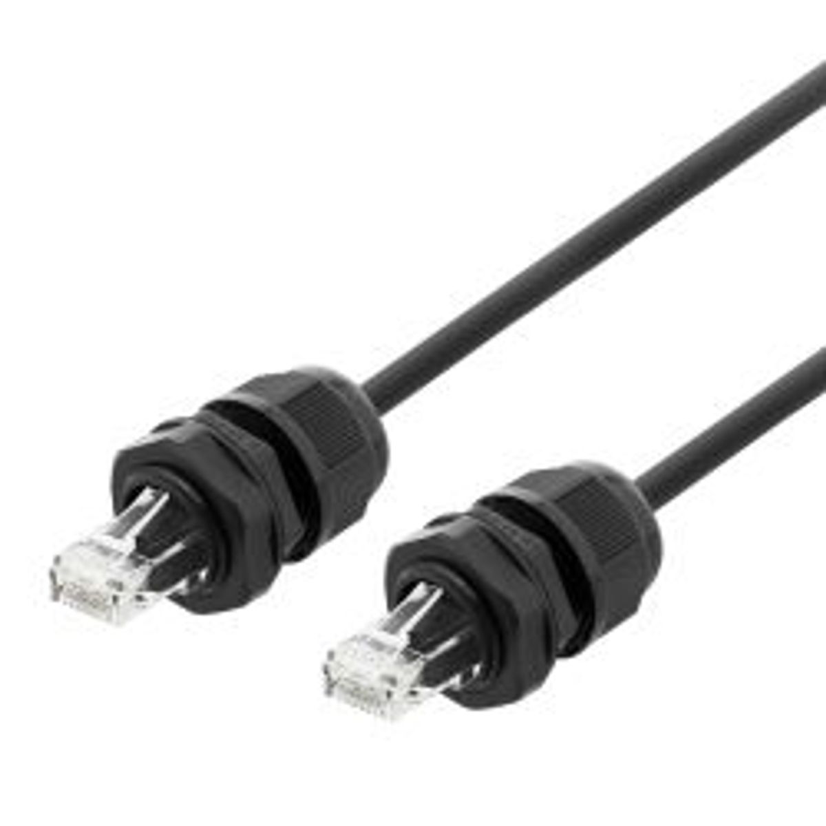 Deltaco S/ftp Cat6a Patch Cable, 3m, Ip68, Pg13.5, Black