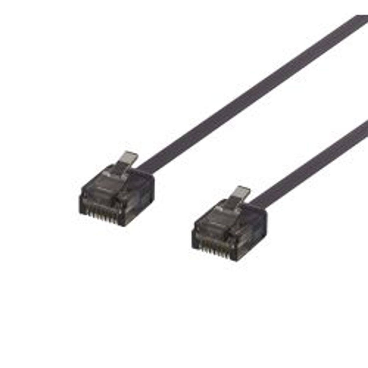 Deltaco U/utp Cat6a Patch Cable, Flat, 1.5m, 1mm Thick, Black - Ledning