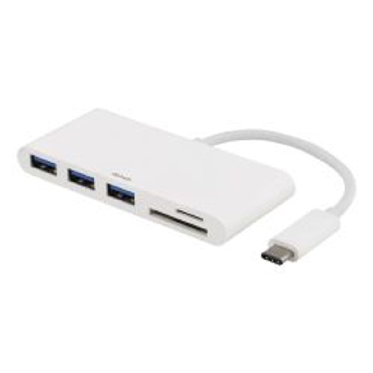 Deltaco Usb 3.1 Gen 1 Hub, Usb-c, 3usb A, Sd/microsd Reader, White - Tilbehør til computer