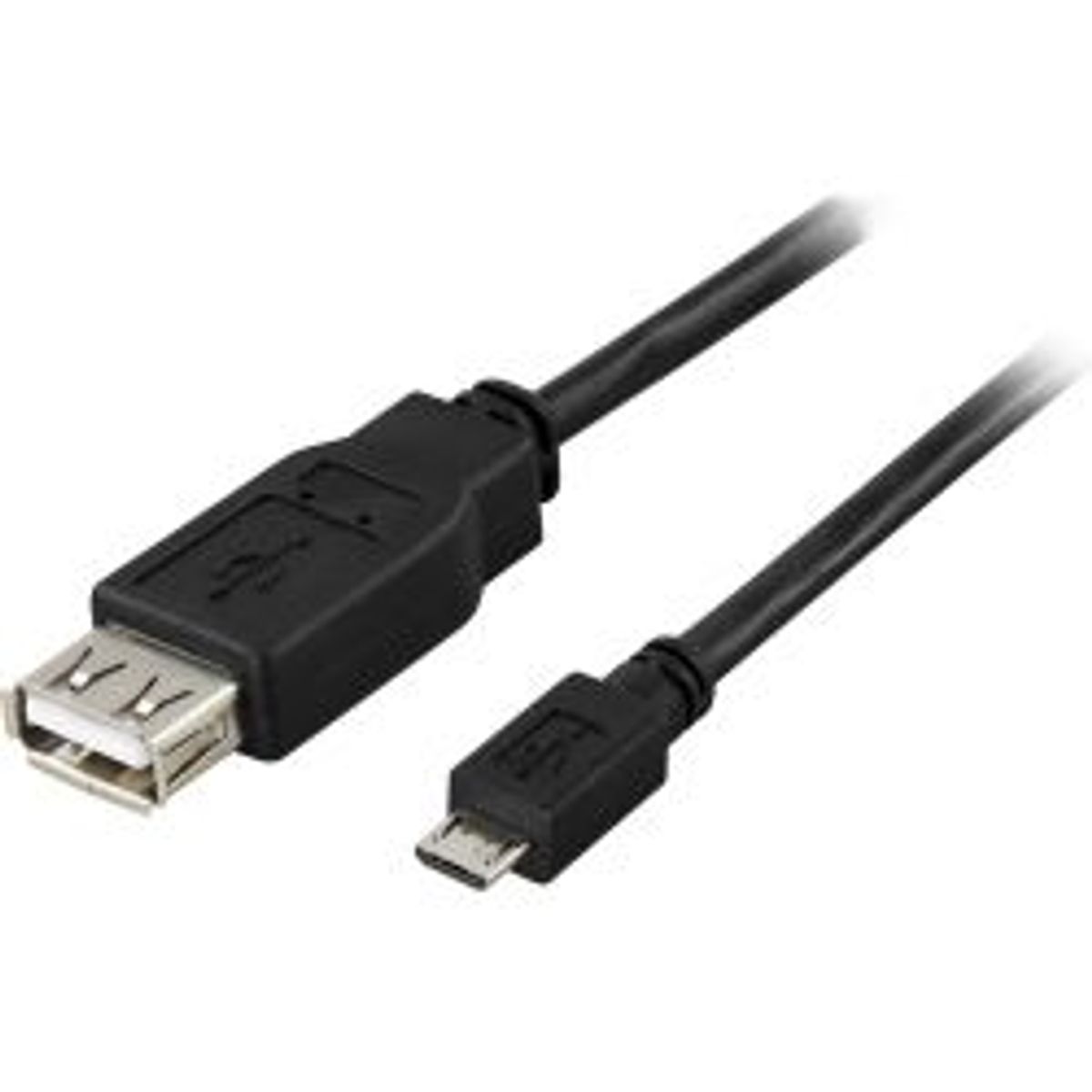 Deltaco Usb Adapter Type A Fe - Type Micro-b Ma, 0.2m, Otg, Black - Ledning