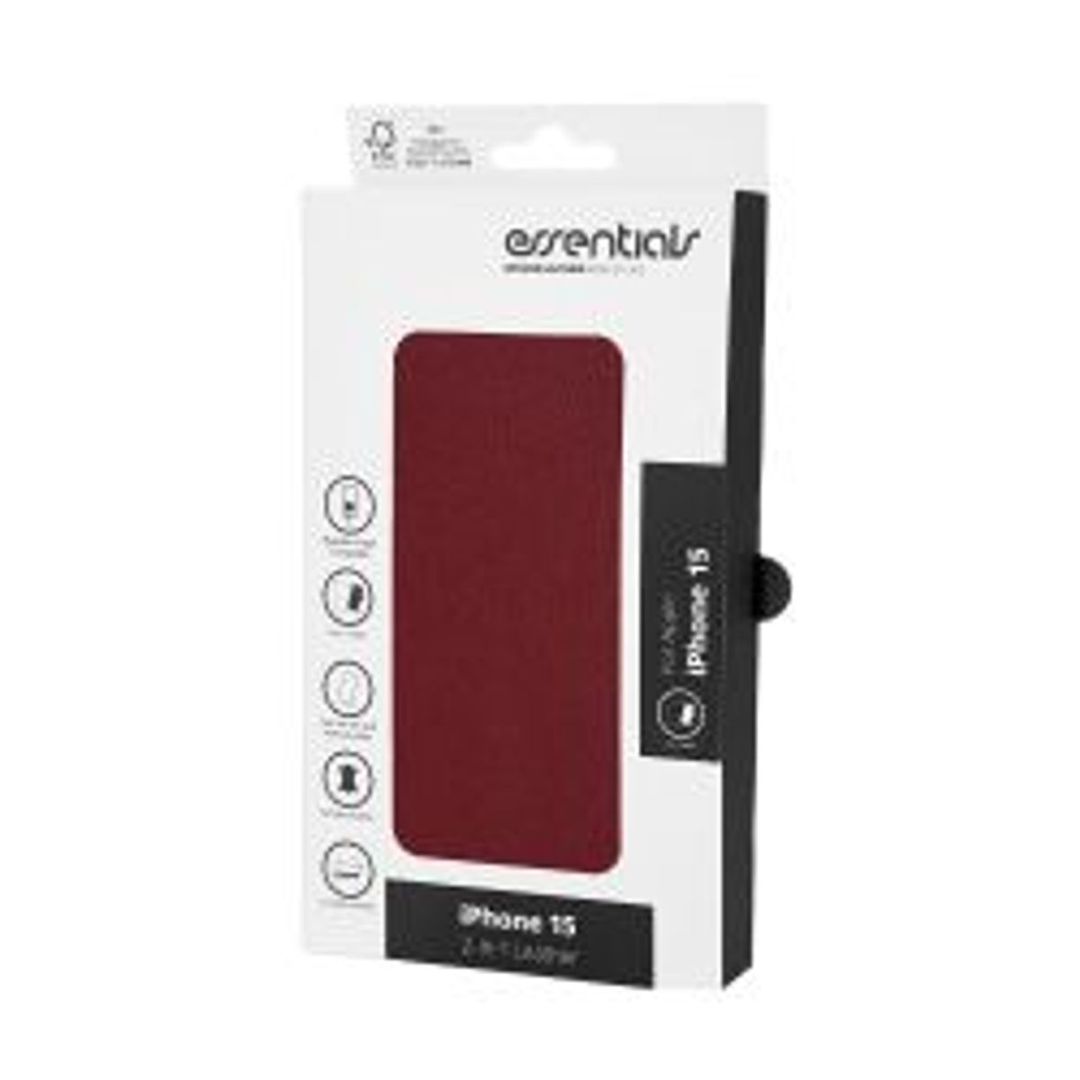 Essentials Iphone 15 Leather Mag Wallet, Detachable, Magnetic, Red