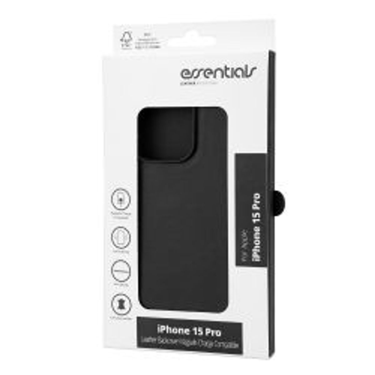 Essentials Iphone 15 Pro Leather Mag Back Cover,tpu Frame,magnet,black - Mobilcover