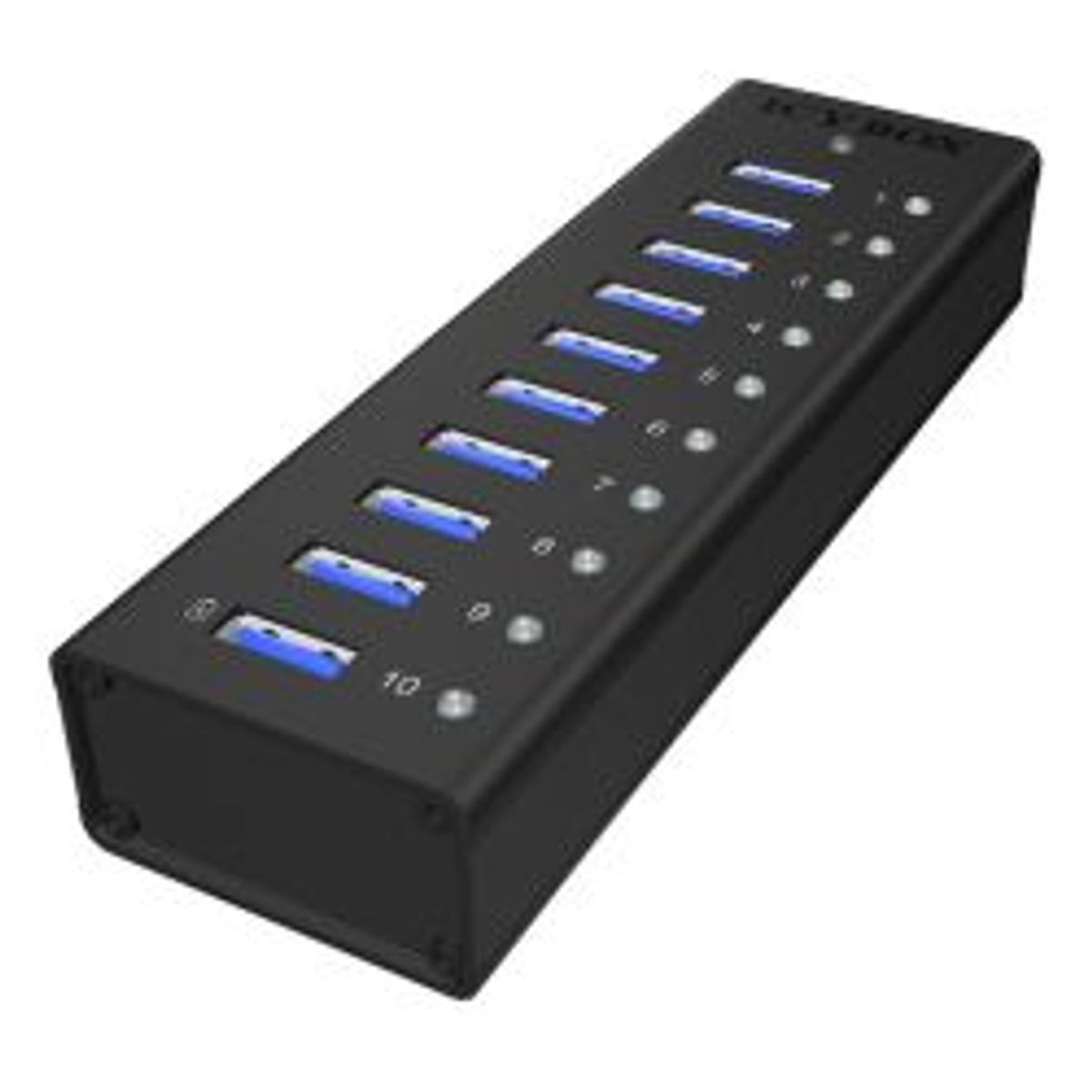 Icy_box 10-port Usb 3.0 Hub With Usb Charge Port, 5v 2.1a, Black