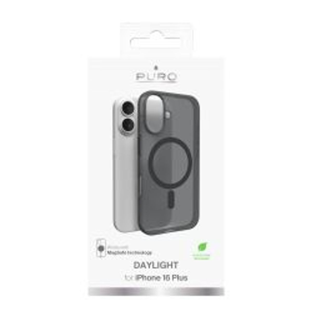 Puro Iphone 16 Plus Silicone Cover Daylight, Semi-transp., Black