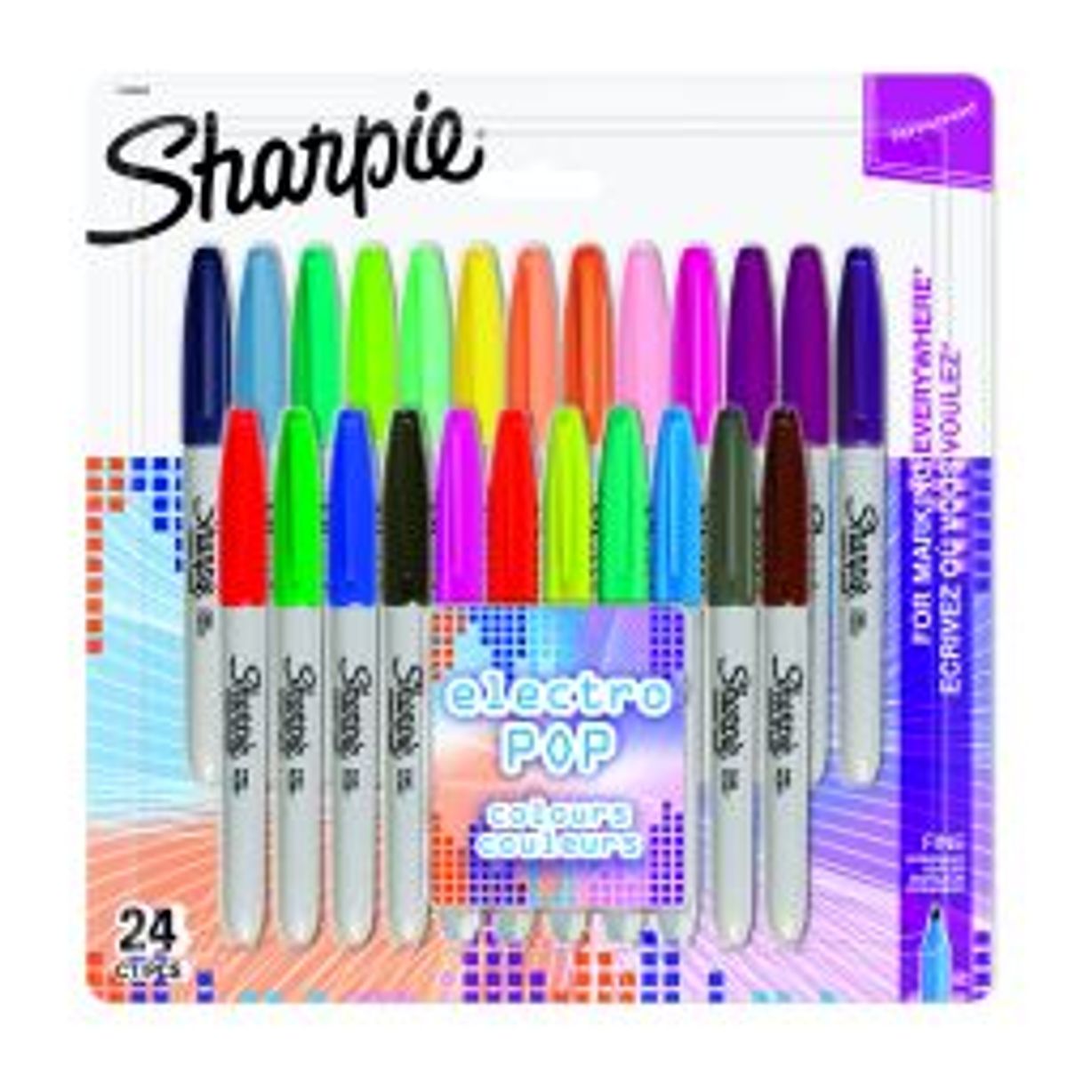 Sharpie Permanent Marker Fine Electro Pop 24-blister