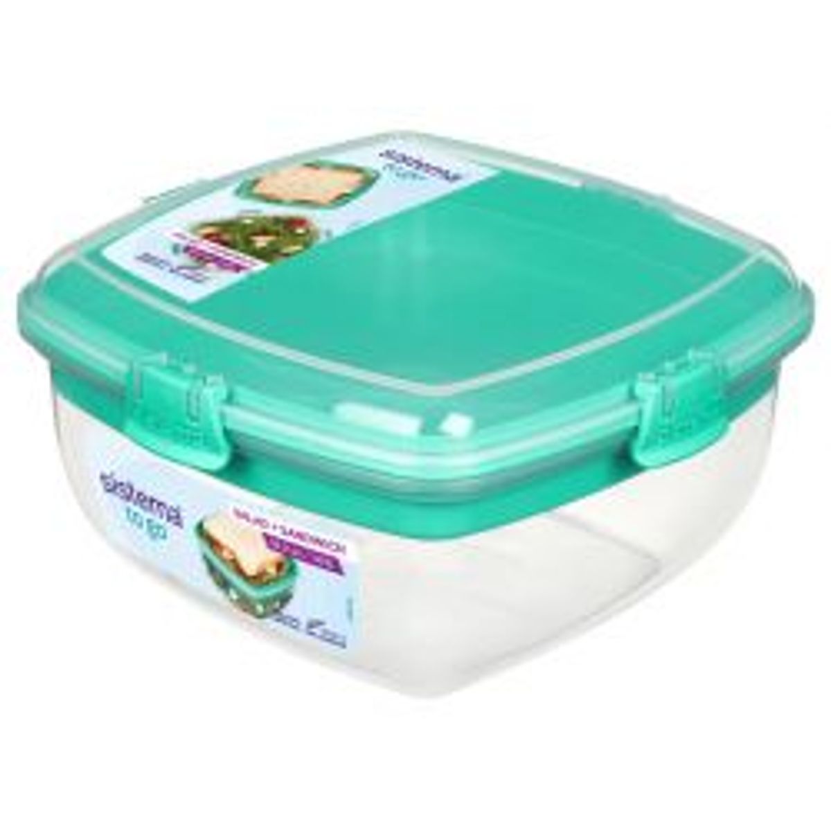 Sistema 1,63l Salad & Sandwich To Go - Minty Teal - Madkasse